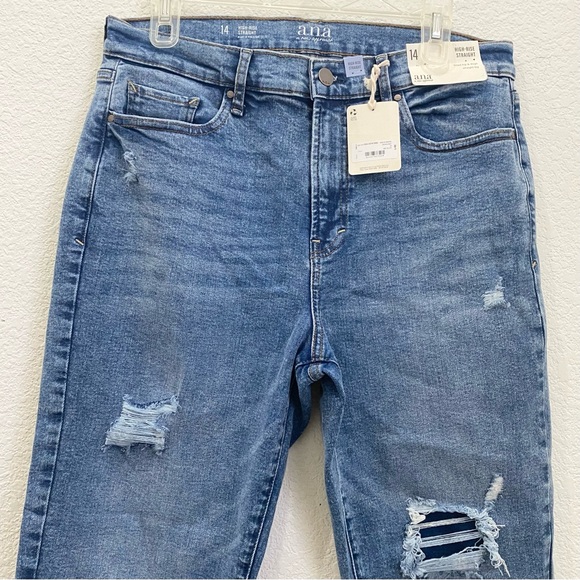 A.N.A. High Rise Straight Leg Jeans in Medium Bloom Size 14 NWT - Picture 5 of 13